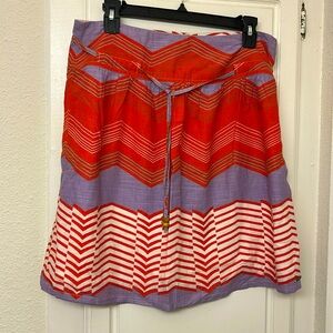 Roxy Skirt Y2K Size 9 Red Purple Beachy Stripe Mid Length Light Built in Belt